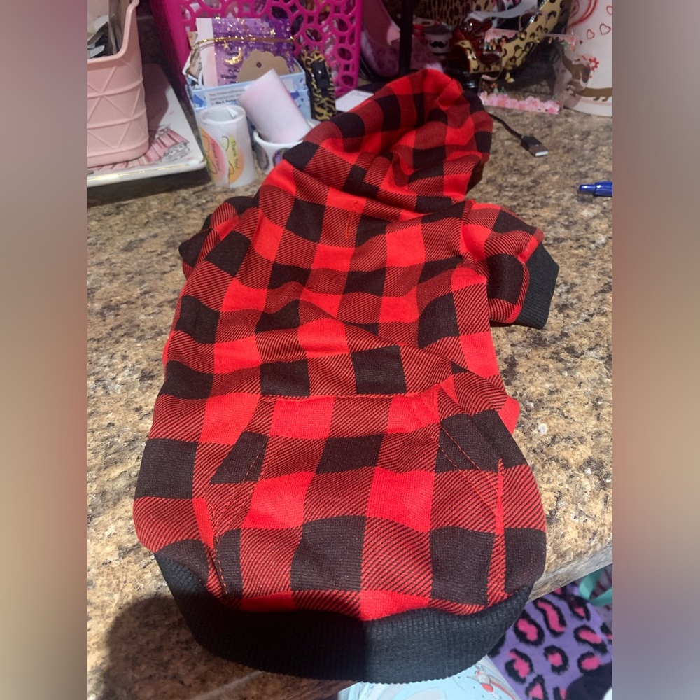 Red and Black Plaid Dog Hoodie